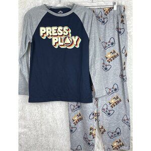 Therabouts Boys Large 14/16 Husky 2 Piece Pajama Set "Press Play" Gamer Gray